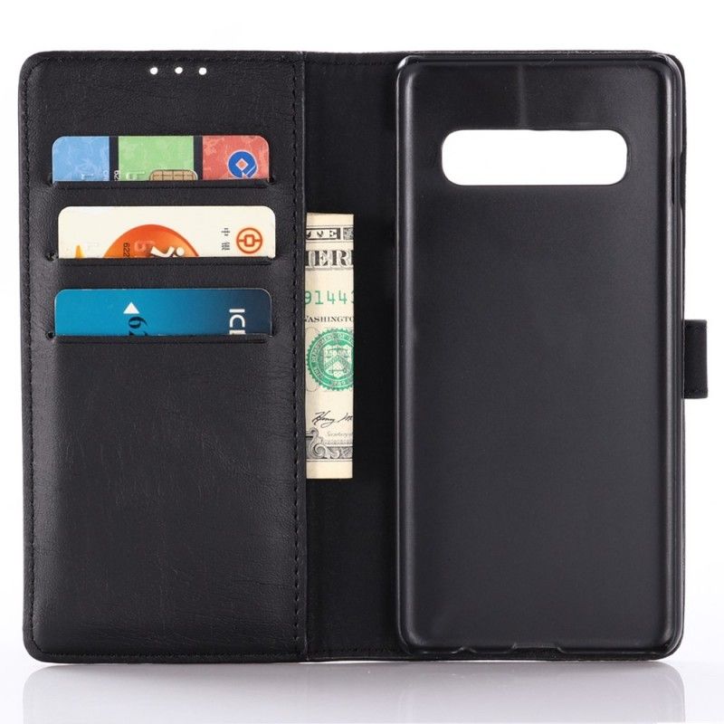Leren Hoesje voor Samsung Galaxy S10 Plus Grijs Zwart Vintage Kunstleer