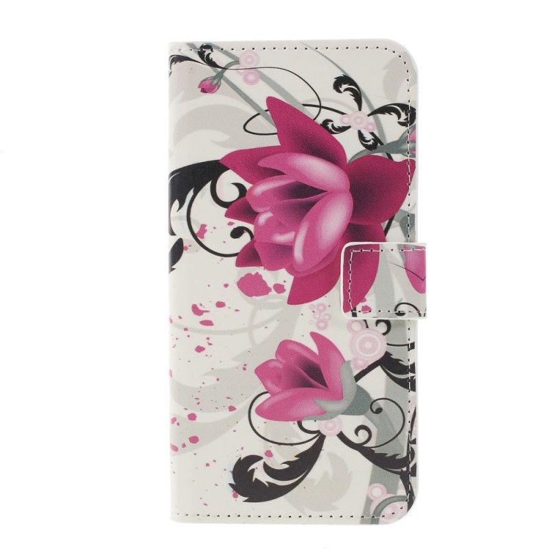 Leren Hoesje voor Samsung Galaxy S10 Plus Roze Magenta Vlinders En Bloemen