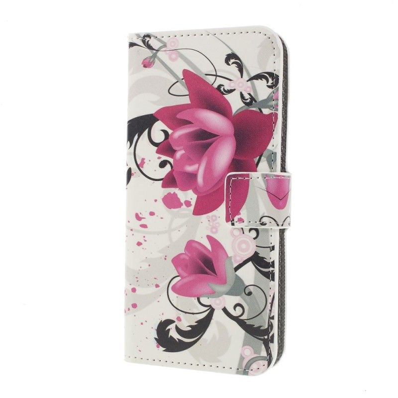 Leren Hoesje voor Samsung Galaxy S10 Plus Roze Magenta Vlinders En Bloemen