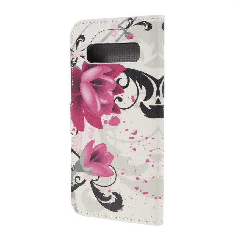 Leren Hoesje voor Samsung Galaxy S10 Plus Roze Magenta Vlinders En Bloemen