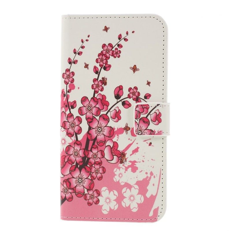 Leren Hoesje voor Samsung Galaxy S10 Plus Roze Magenta Vlinders En Bloemen