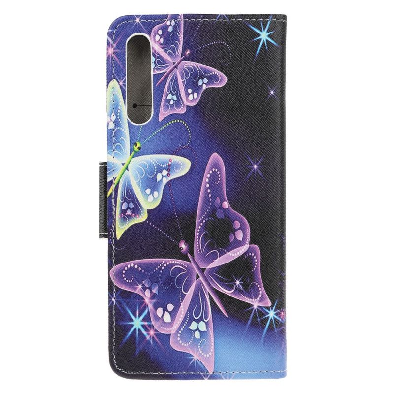 Cover Folio-hoesje Huawei P Smart S Telefoonhoesje Neon Vlinders