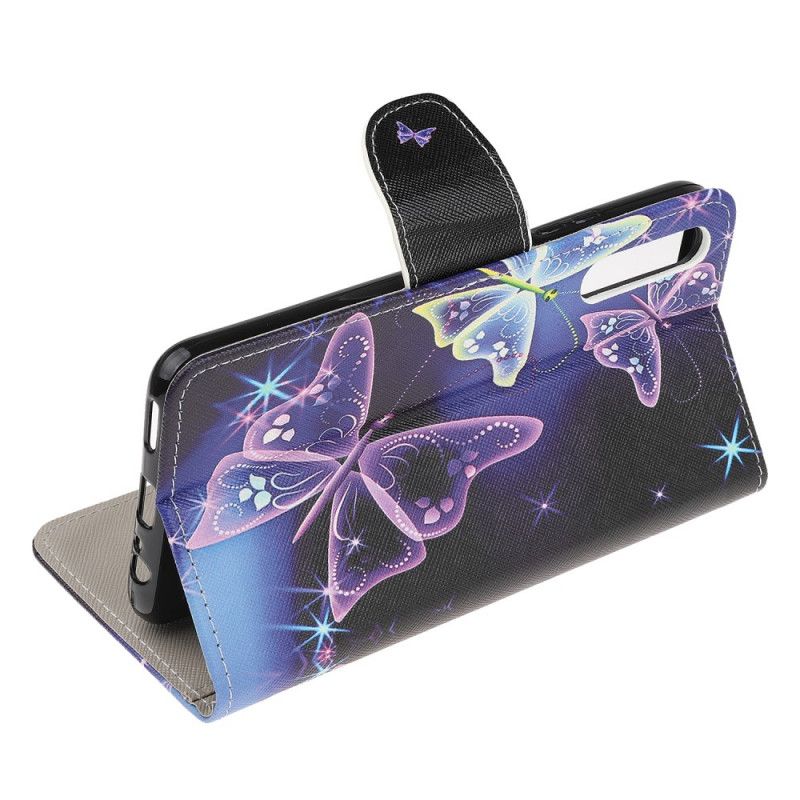 Cover Folio-hoesje Huawei P Smart S Telefoonhoesje Neon Vlinders