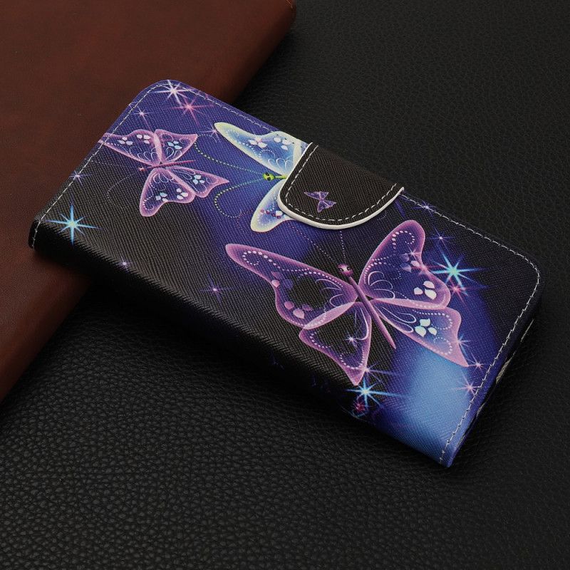Cover Folio-hoesje Huawei P Smart S Telefoonhoesje Neon Vlinders