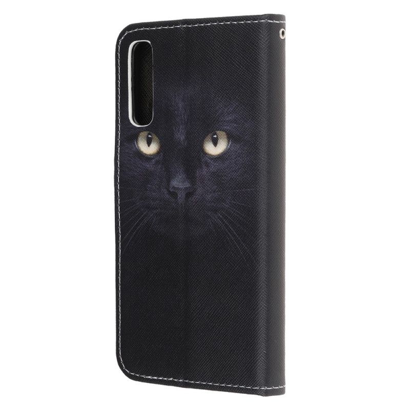 Cover Folio-hoesje Huawei P Smart S Telefoonhoesje Zwarte Kattenogen Met String