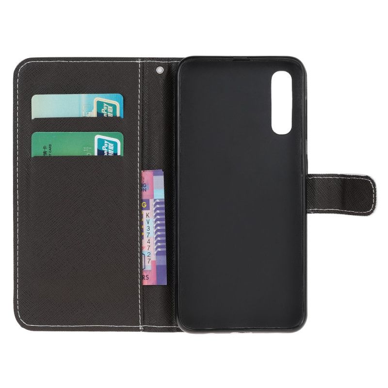 Cover Folio-hoesje Huawei P Smart S Telefoonhoesje Zwarte Kattenogen Met String