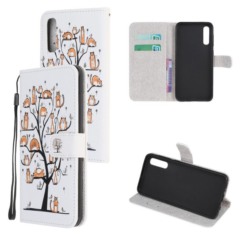 Flip Case Leren Huawei P Smart S Funky String Katten