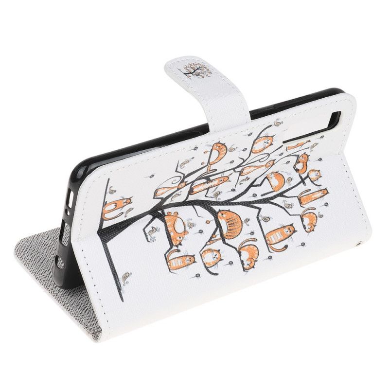 Flip Case Leren Huawei P Smart S Funky String Katten