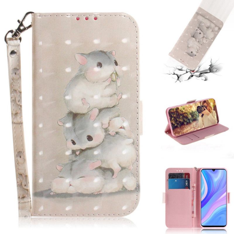 Flip Case Leren Huawei P Smart S Hamsters Met String