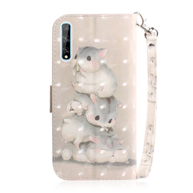 Flip Case Leren Huawei P Smart S Hamsters Met String