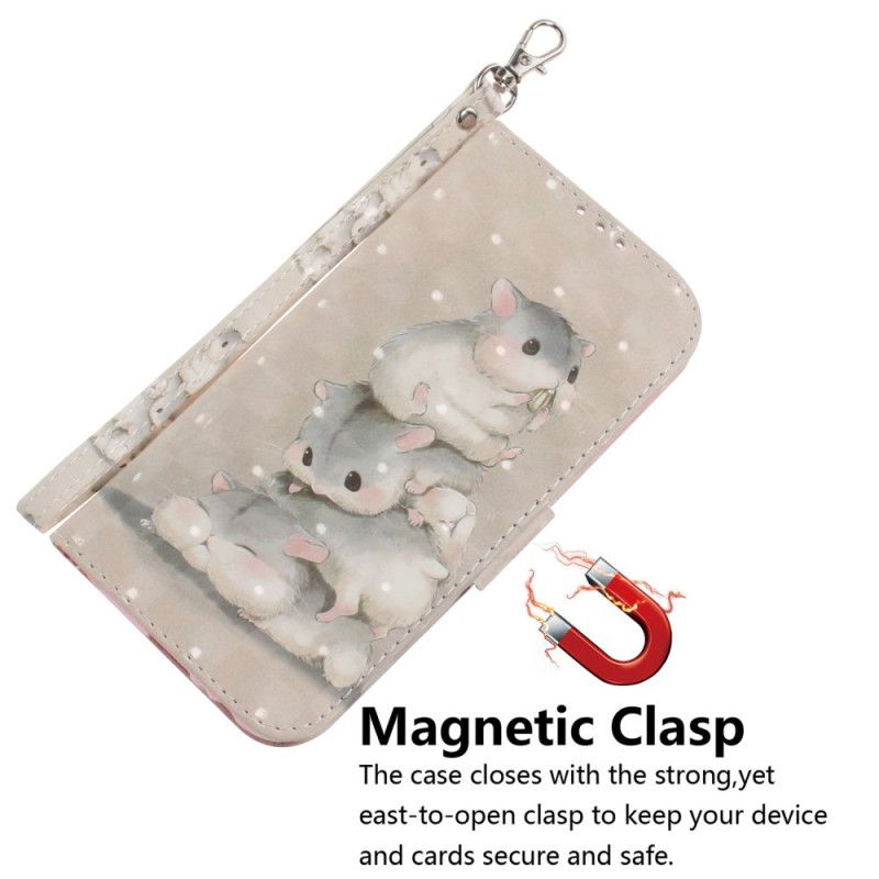 Flip Case Leren Huawei P Smart S Hamsters Met String