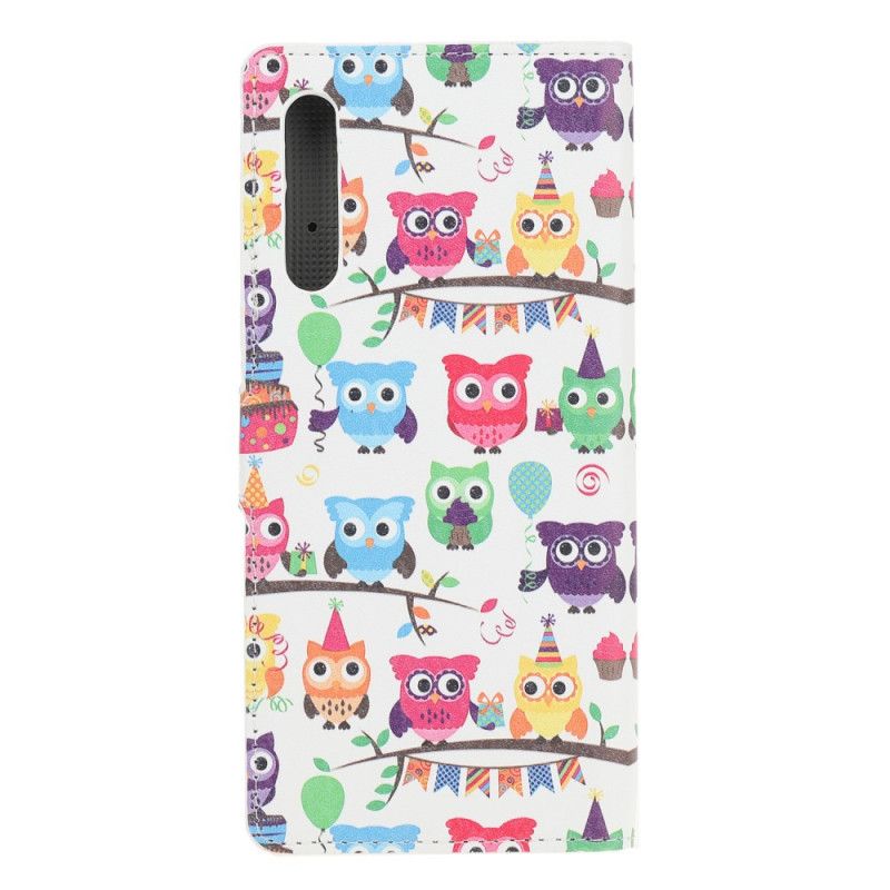 Leren Hoesje Huawei P Smart S Meerdere Uilen
