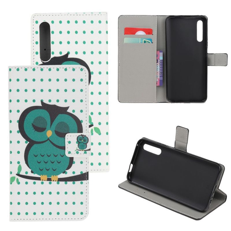Leren Hoesje Huawei P Smart S Slapende Uil