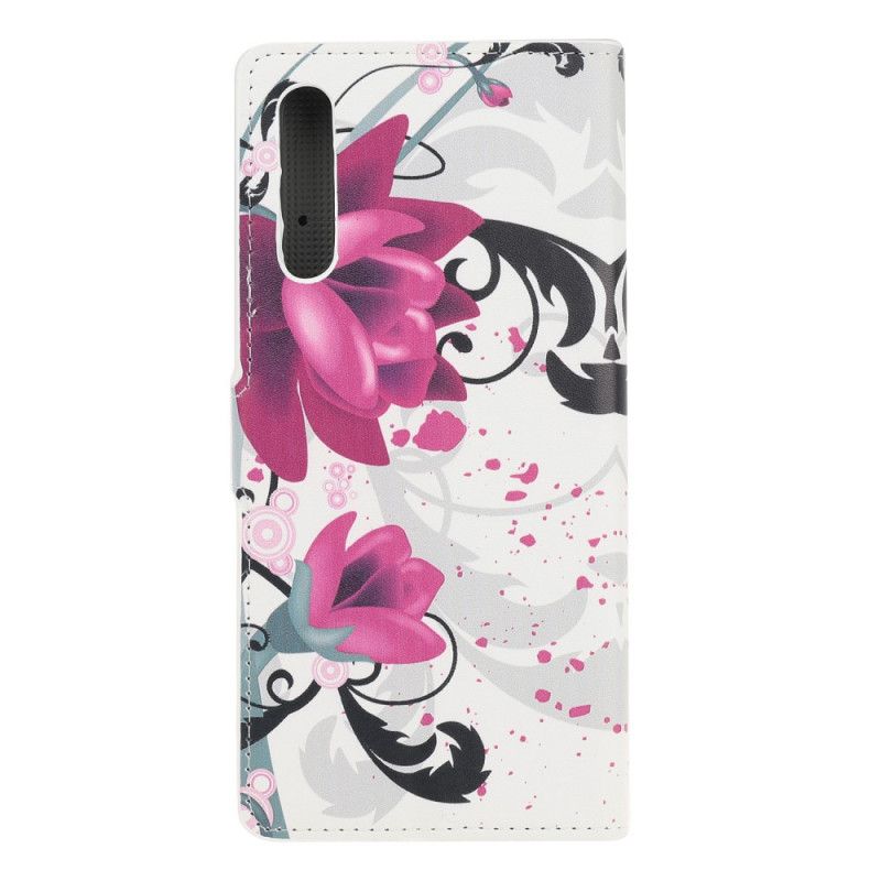 Leren Hoesje voor Huawei P Smart S Roze Magenta Tropische Bloemen