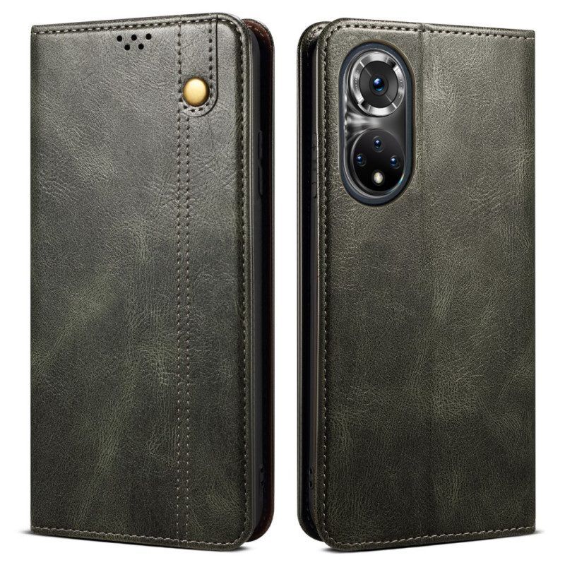 Bescherming Hoesje voor Honor 50 Pro Folio-hoesje Dubbellijnig Litchi-leereffect