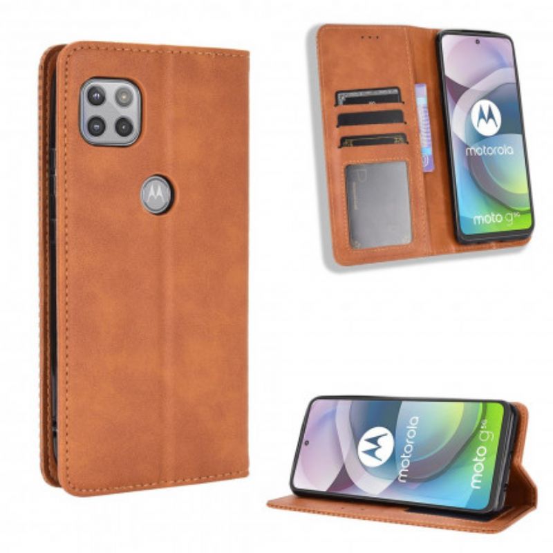 Folio-hoesje Moto G 5g Gestileerd Vintage Leereffect Bescherming Hoesje