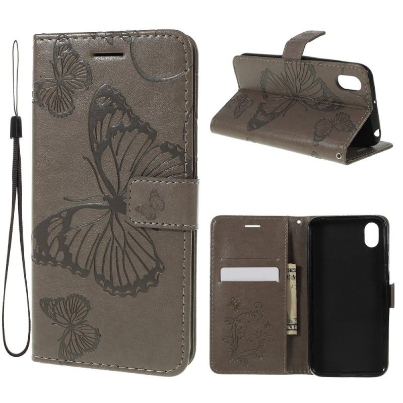 Cover Folio-hoesje Huawei Y5 2019 Rood Telefoonhoesje Reuze String Vlinders