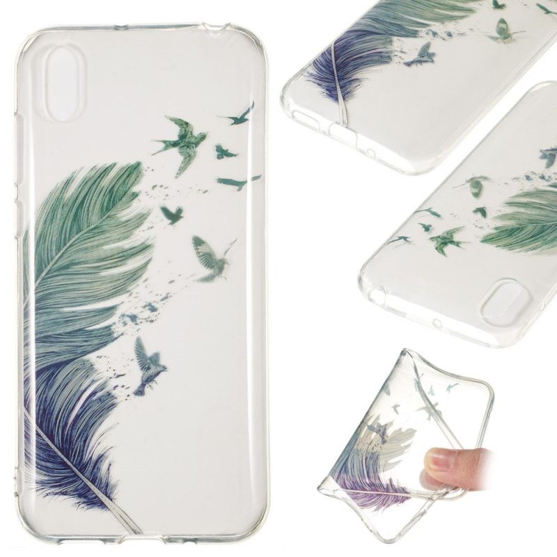 Hoesje Huawei Y5 2019 Transparant Gekleurde Veer