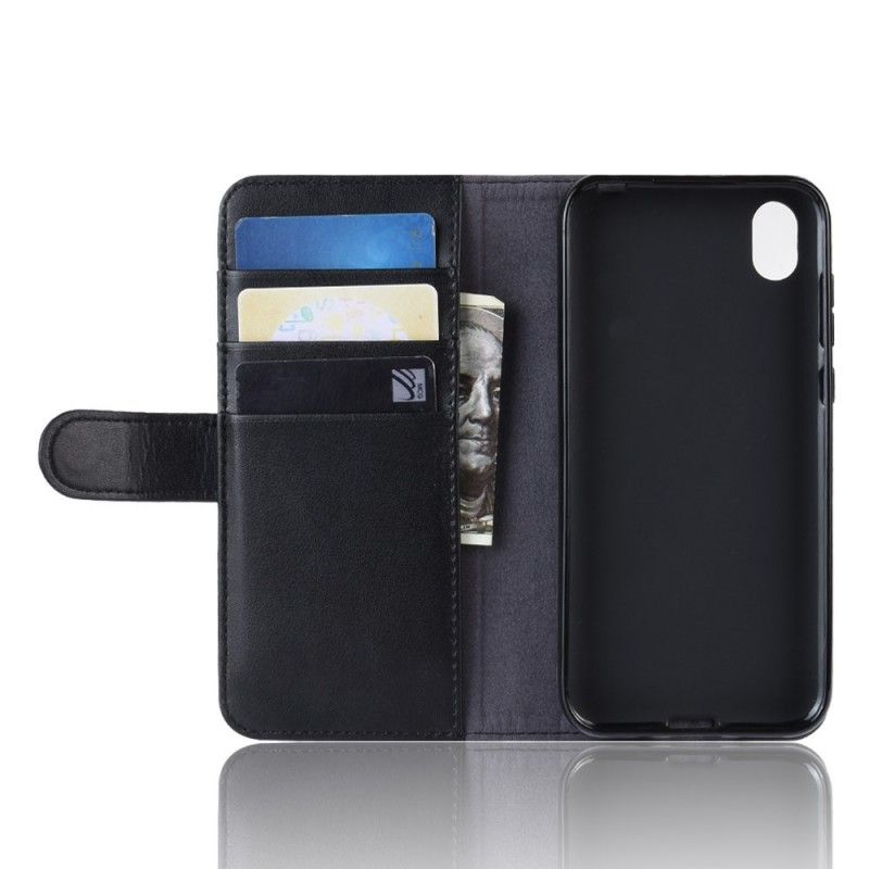 Leren Hoesje Huawei Y5 2019 Bruin Zwart Splitleer