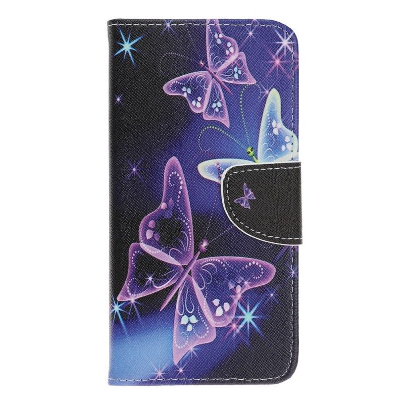 Leren Hoesje Huawei Y5 2019 Neon Vlinders