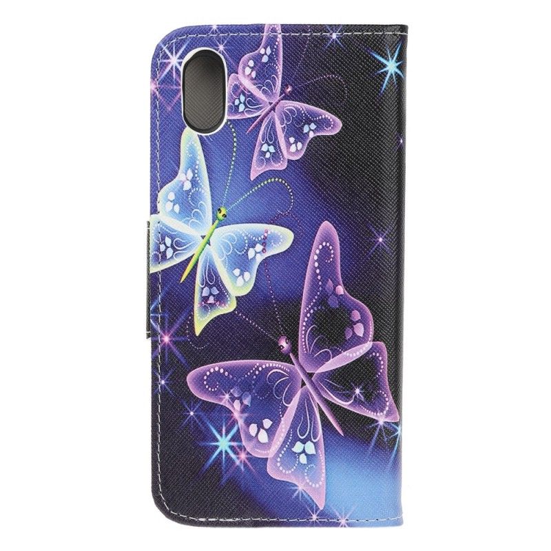 Leren Hoesje Huawei Y5 2019 Neon Vlinders