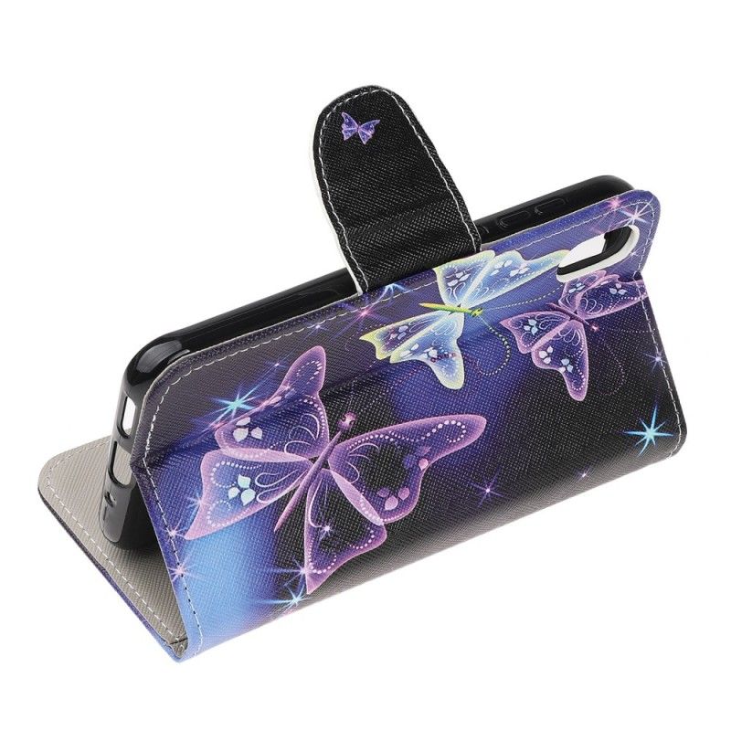 Leren Hoesje Huawei Y5 2019 Neon Vlinders