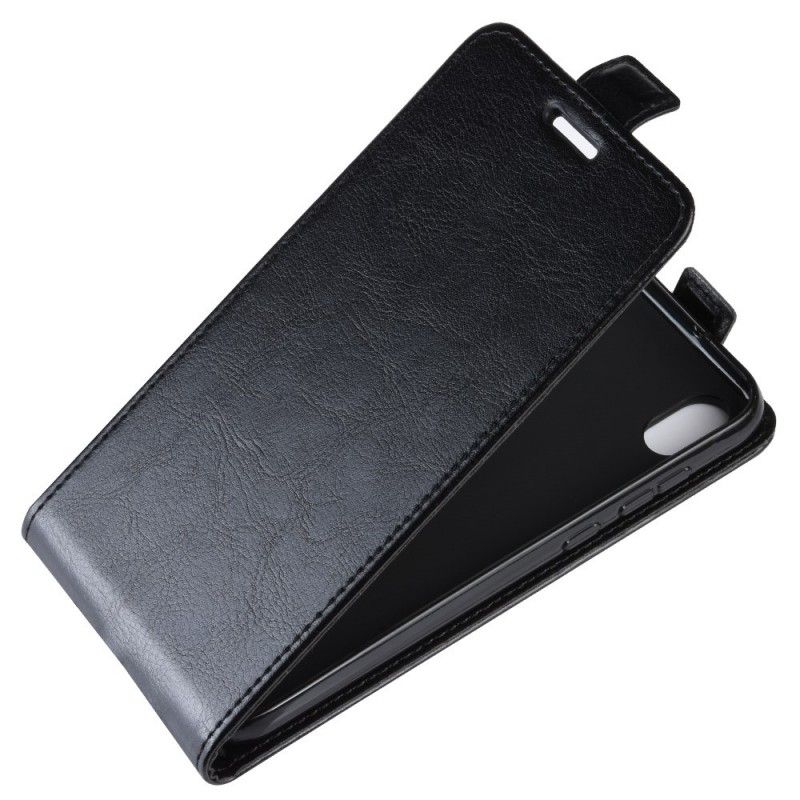 Leren Hoesje Huawei Y5 2019 Wit Zwart Opvouwbaar