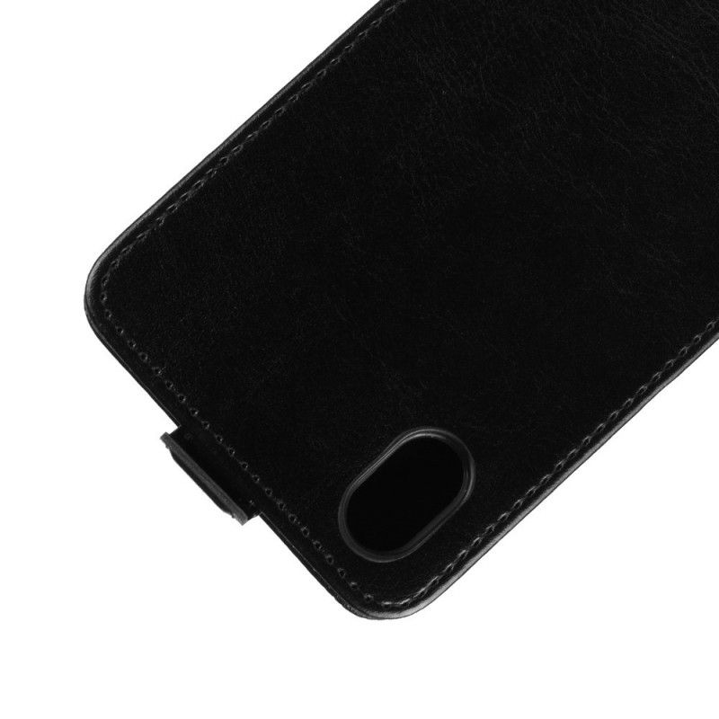 Leren Hoesje Huawei Y5 2019 Wit Zwart Opvouwbaar