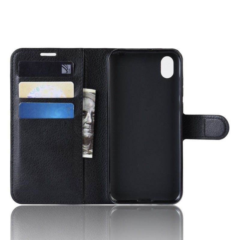 Leren Hoesje Huawei Y5 2019 Wit Zwart Retro Lychee