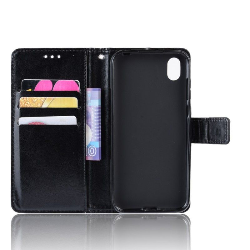 Leren Hoesje voor Huawei Y5 2019 Koffie Zwart Flitsend Kunstleer