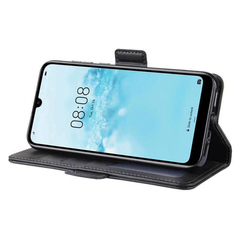 Leren Hoesje voor Huawei Y5 2019 Rood Zwart Dubbele Klep