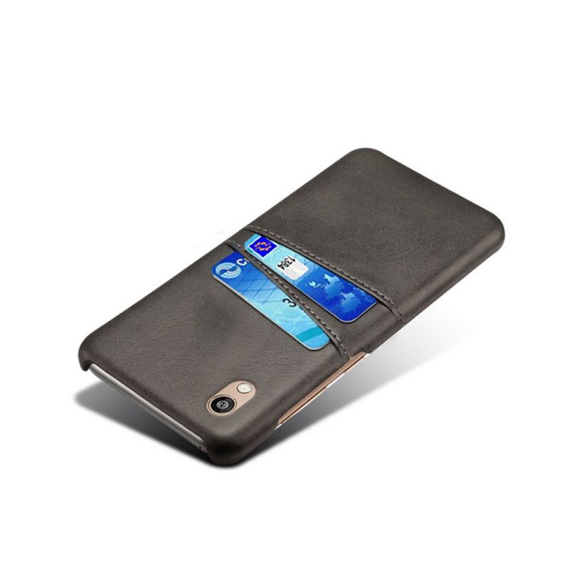 Hoesje Honor 8S Donkerblauw Zwart Kaarthouder Met Leereffect