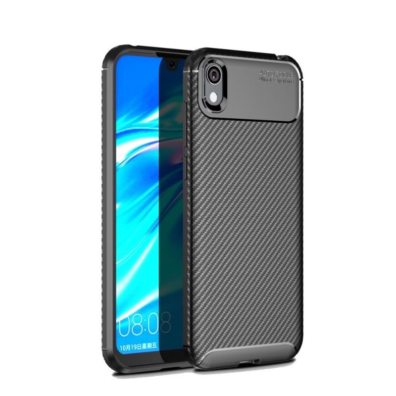 Hoesje Honor 8S Donkerrood Flexibele Koolstofvezeltextuur