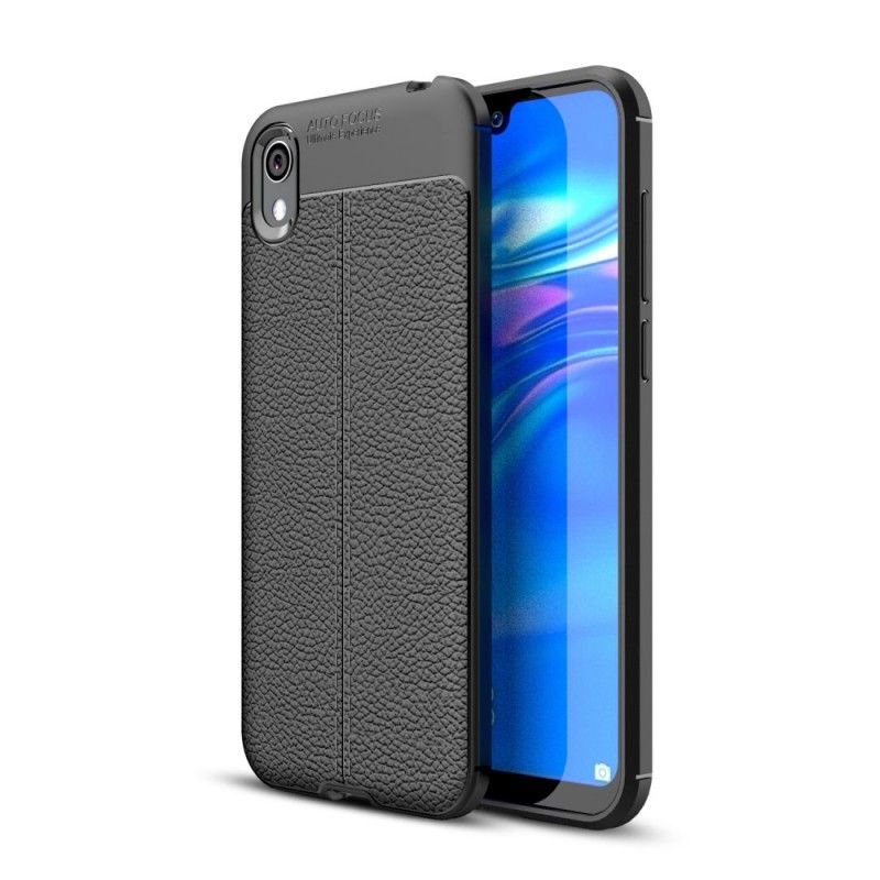 Hoesje Honor 8S Rood Zwart Dubbellijns Lychee Leereffect