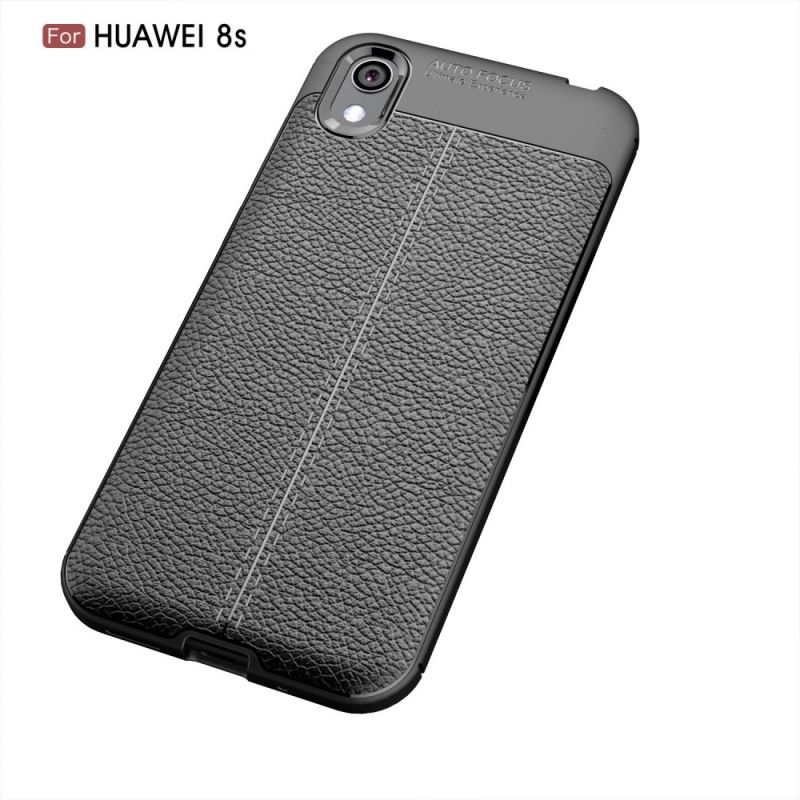 Hoesje Honor 8S Rood Zwart Dubbellijns Lychee Leereffect