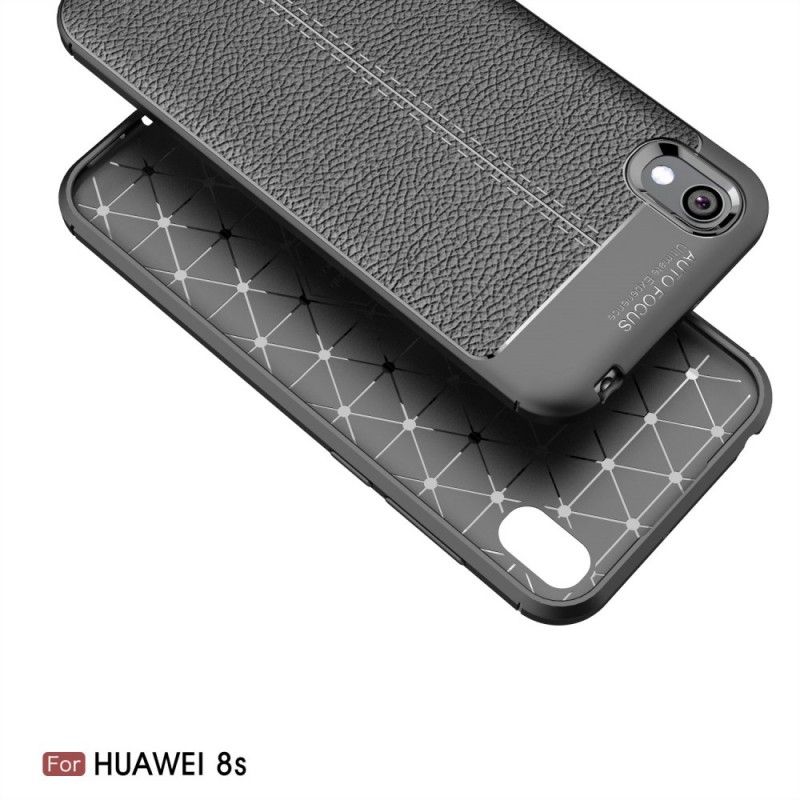 Hoesje Honor 8S Rood Zwart Dubbellijns Lychee Leereffect