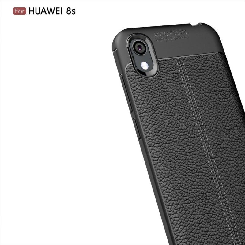 Hoesje Honor 8S Rood Zwart Dubbellijns Lychee Leereffect