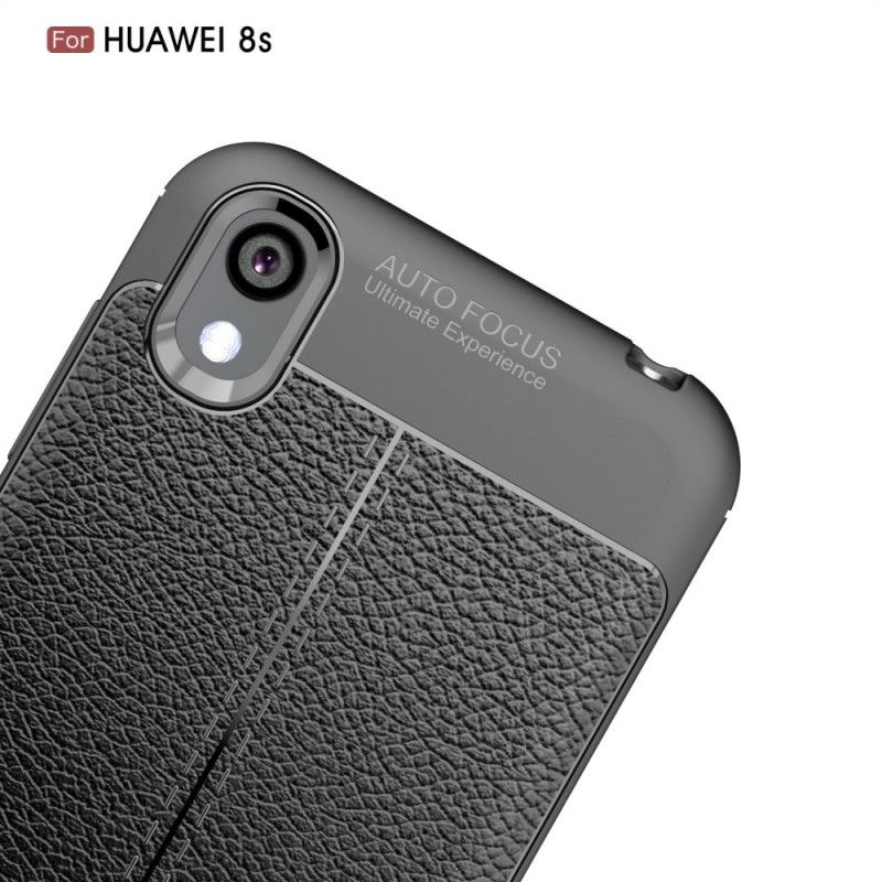 Hoesje Honor 8S Rood Zwart Dubbellijns Lychee Leereffect