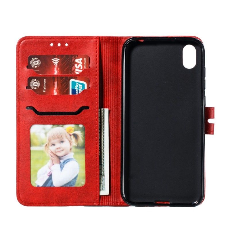 Leren Hoesje Honor 8S Rood Grijs Telefoonhoesje Kitten Imitatieleer