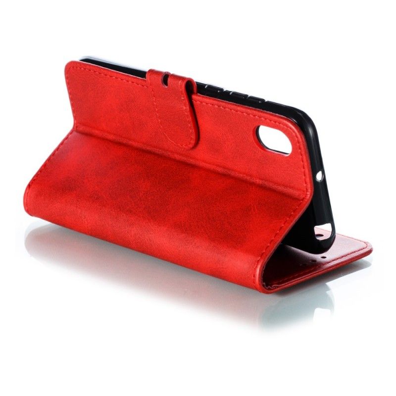 Leren Hoesje Honor 8S Rood Grijs Telefoonhoesje Kitten Imitatieleer
