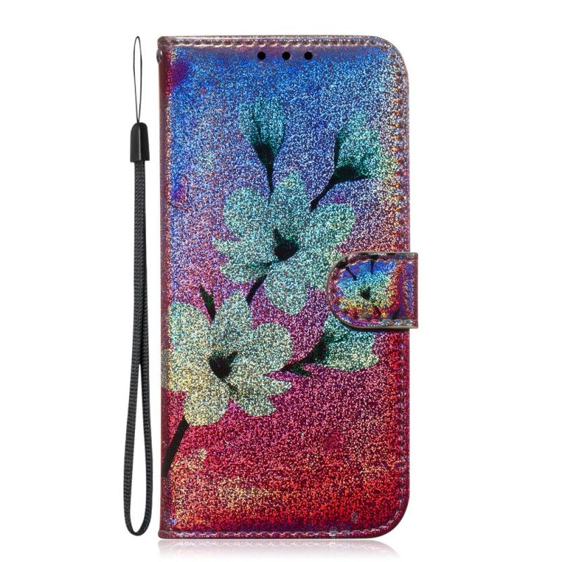 Leren Hoesje voor Honor 8S Glitter Bloemen