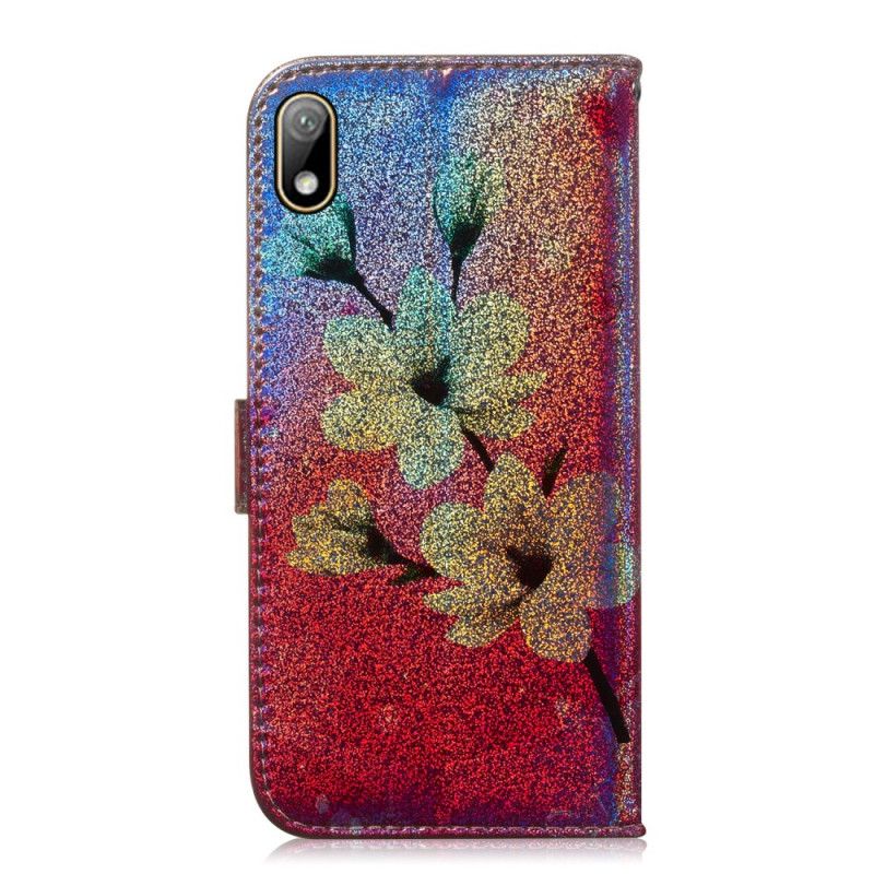 Leren Hoesje voor Honor 8S Glitter Bloemen
