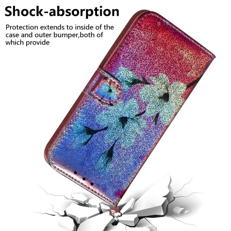 Leren Hoesje voor Honor 8S Glitter Bloemen