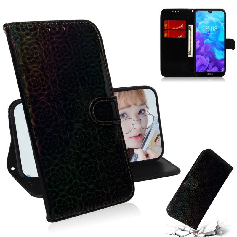 Leren Hoesje voor Honor 8S Grijs Zwart Pure Kleur