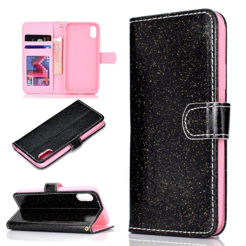 Leren Hoesje voor Honor 8S Paars Magenta Glitter