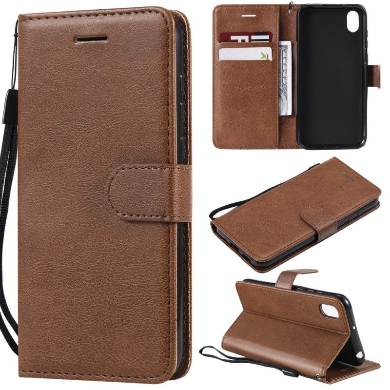 Leren Hoesje voor Honor 8S Rood Zwart Gekleurd Leereffect Met Riem