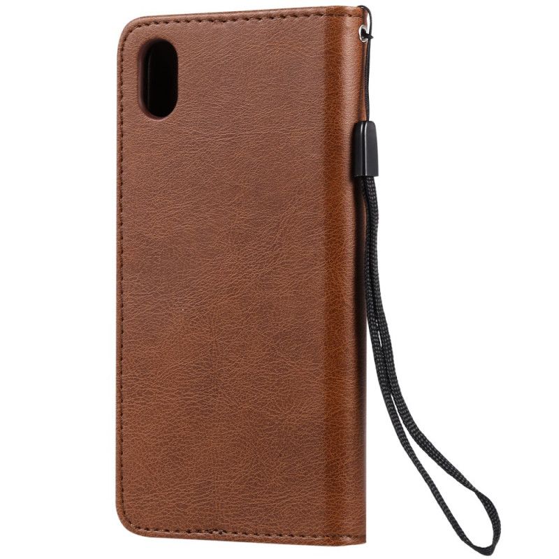 Leren Hoesje voor Honor 8S Rood Zwart Gekleurd Leereffect Met Riem