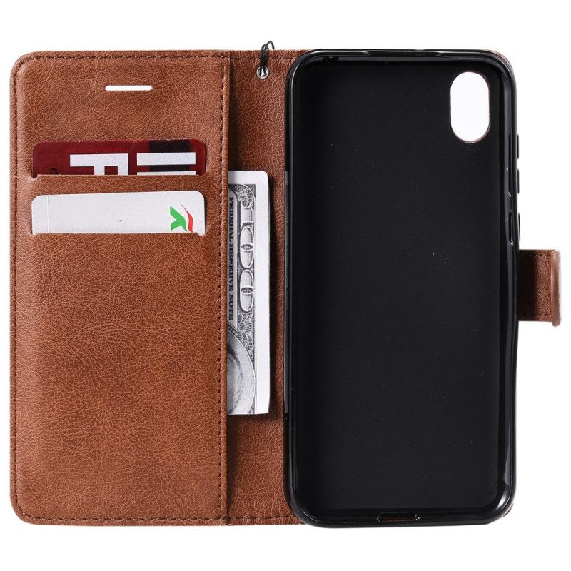 Leren Hoesje voor Honor 8S Rood Zwart Gekleurd Leereffect Met Riem