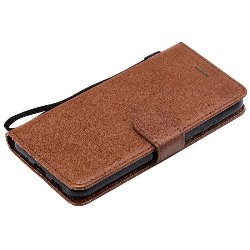 Leren Hoesje voor Honor 8S Rood Zwart Gekleurd Leereffect Met Riem