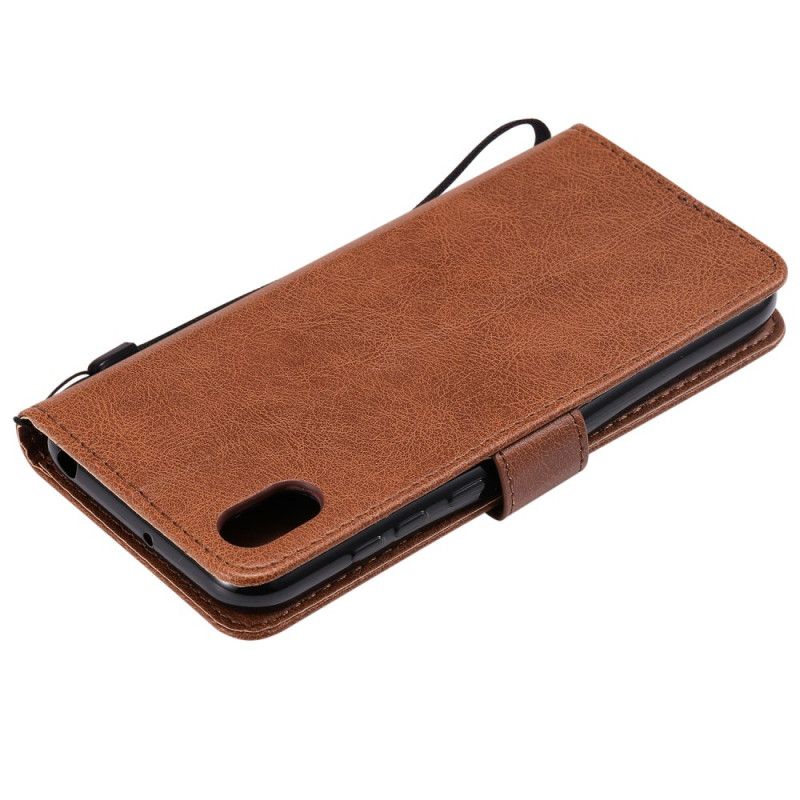 Leren Hoesje voor Honor 8S Rood Zwart Gekleurd Leereffect Met Riem